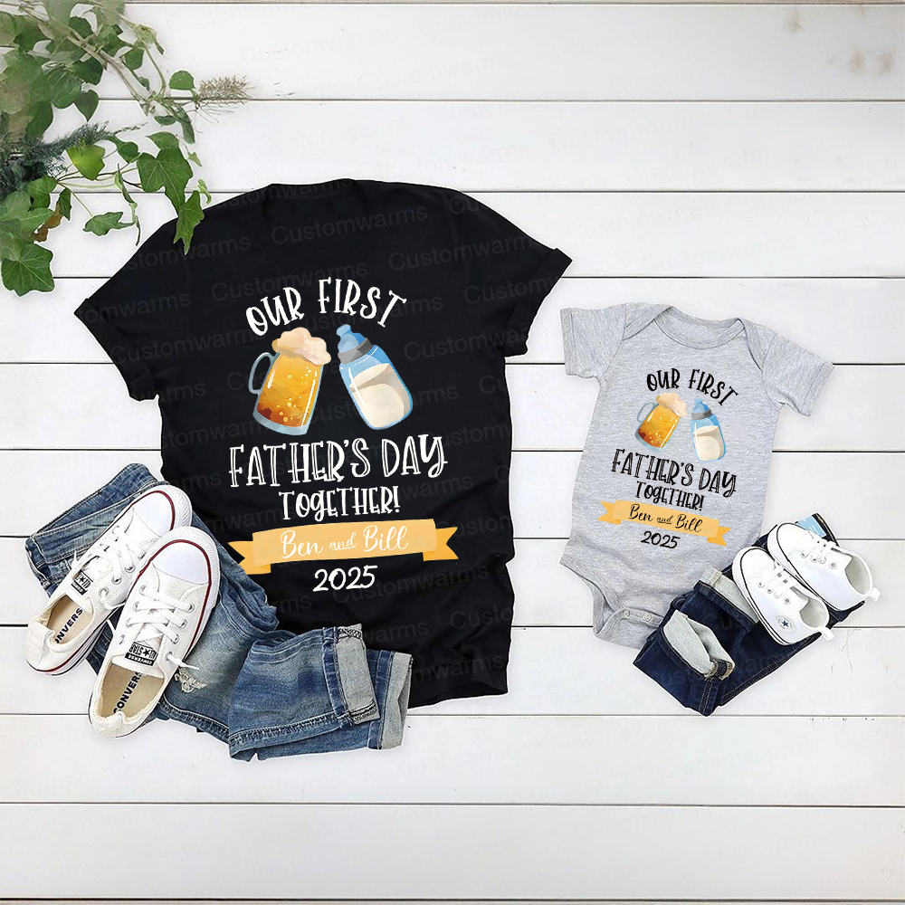 Personalized First Father's Day Daddy and Baby Outfit | CWFamily64