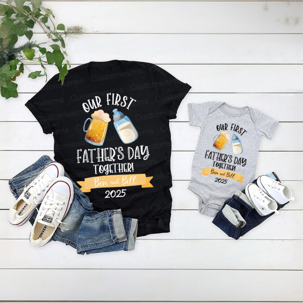 Personalized First Father's Day Daddy and Baby Outfit | CWFamily64