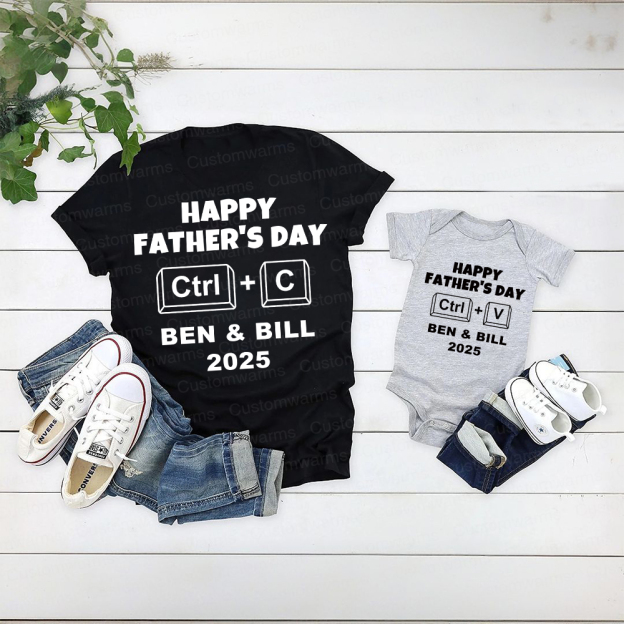 Personalized First Father's Day Daddy and Baby Outfit | CWFamily71