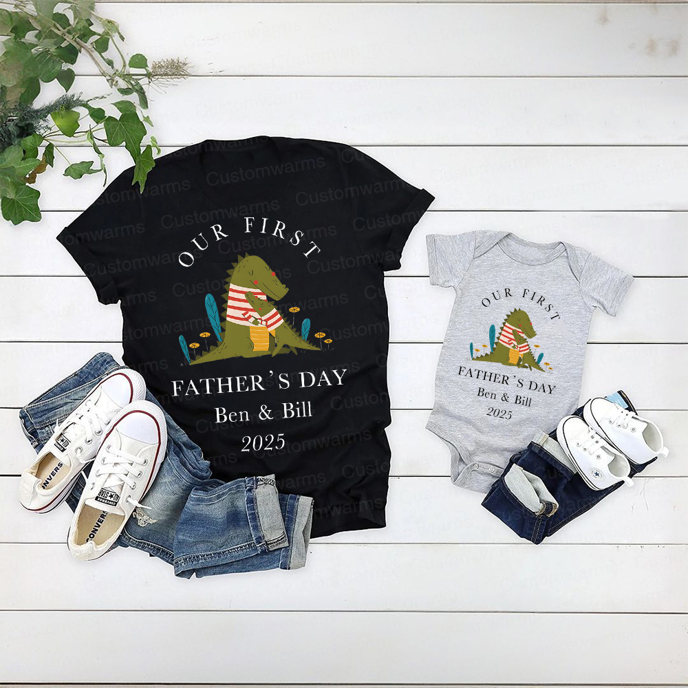 Personalized First Father's Day Daddy and Baby Outfit | CWFamily72