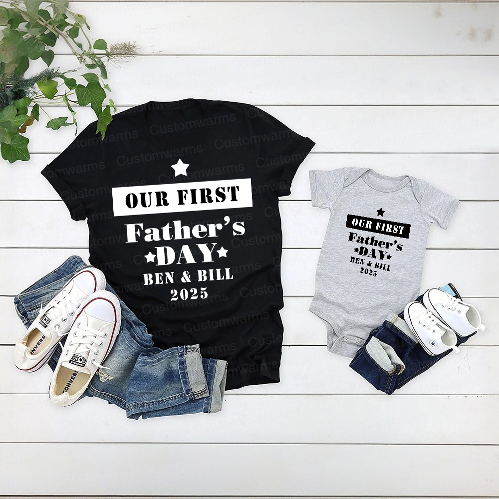 Personalized First Father's Day Daddy and Baby Outfit | CWFamily73