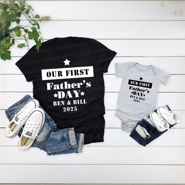Personalized First Father's Day Daddy and Baby Outfit | CWFamily73
