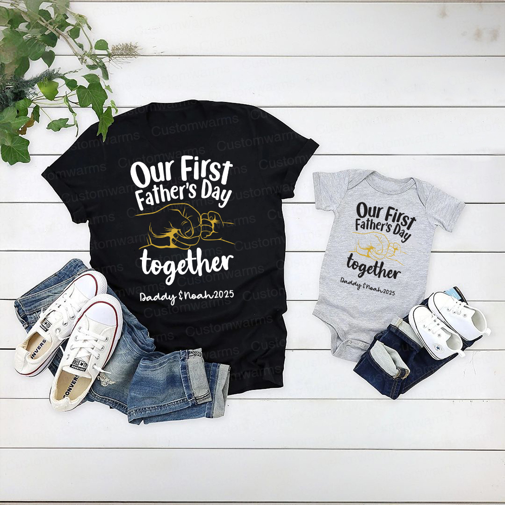 Personalized First Father's Day Daddy and Baby Outfit | CWFamily74