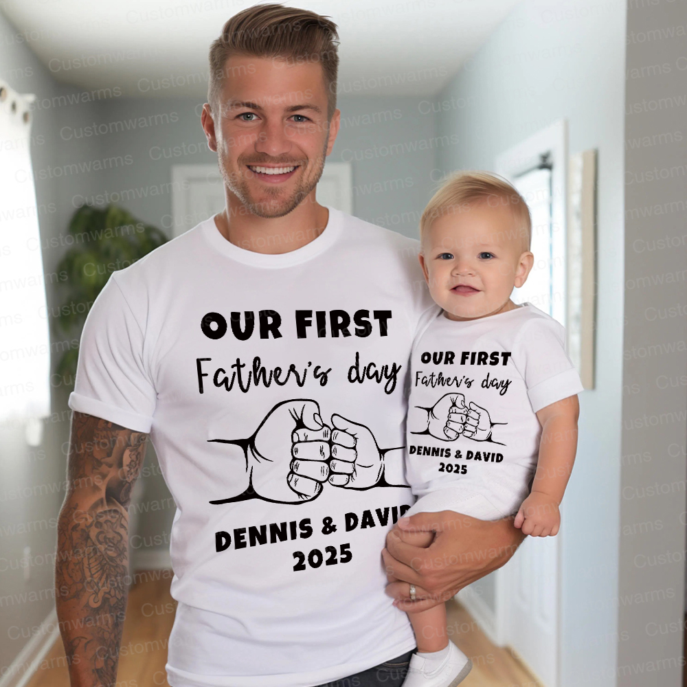 Personalized First Father's Day Daddy and Baby Outfit | CWFamily67