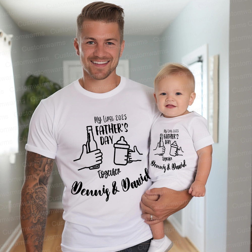 Personalized First Father's Day Daddy and Baby Outfit | CWFamily68