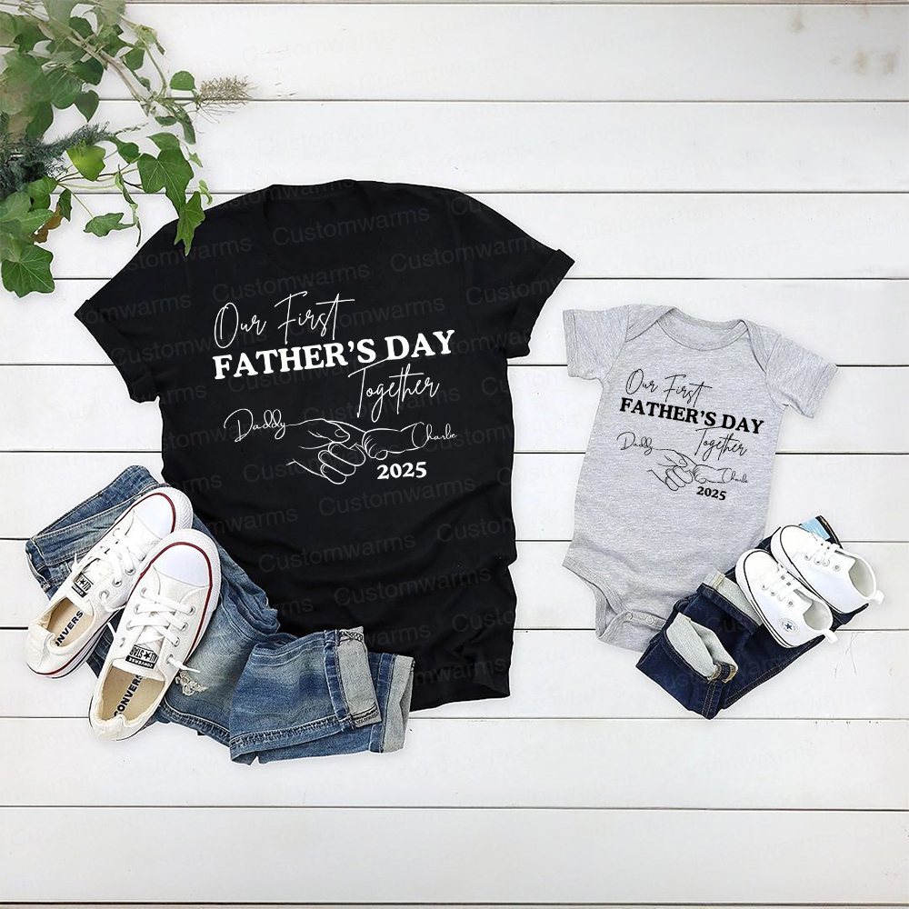 Personalized First Father's Day Daddy and Baby Outfit | CWFamily75