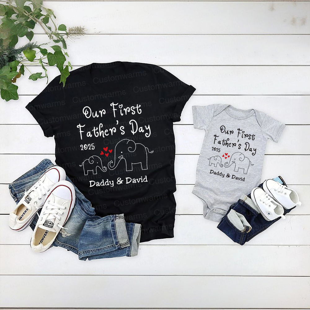 Personalized First Father's Day Daddy and Baby Outfit | CWFamily76