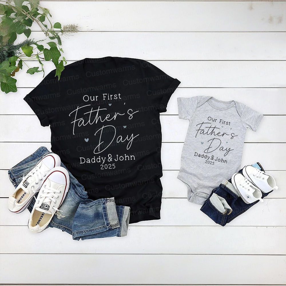 Personalized First Father's Day Daddy and Baby Outfit | CWFamily78