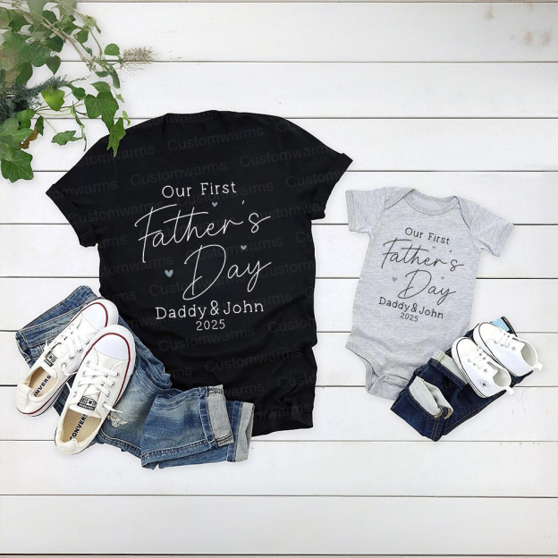 Personalized First Father's Day Daddy and Baby Outfit | CWFamily78
