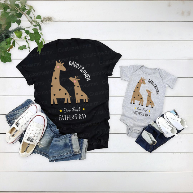 Personalized First Father's Day Daddy and Baby Outfit | CWFamily79