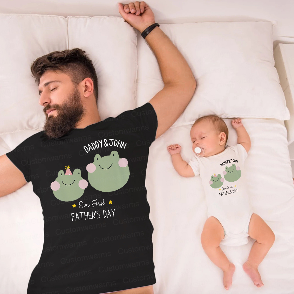 Personalized First Father's Day Daddy and Baby Outfit | CWFamily80