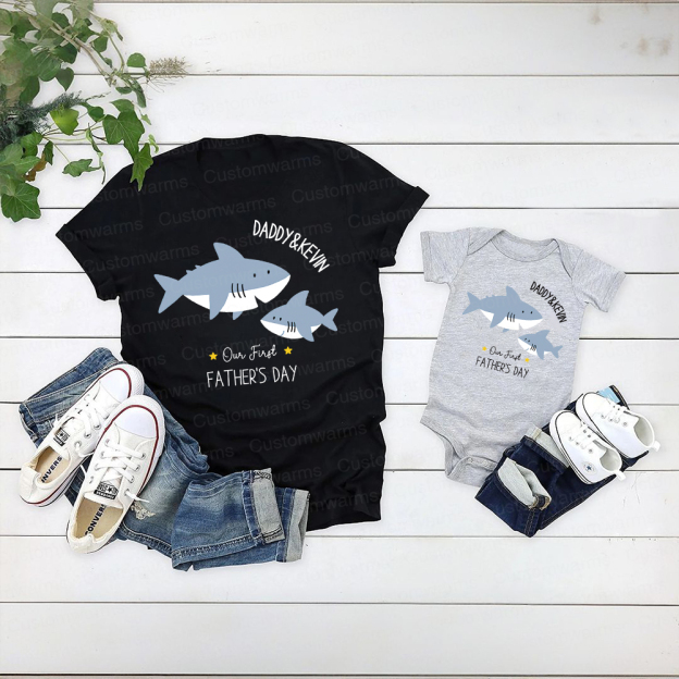 Personalized First Father's Day Daddy and Baby Outfit | CWFamily81