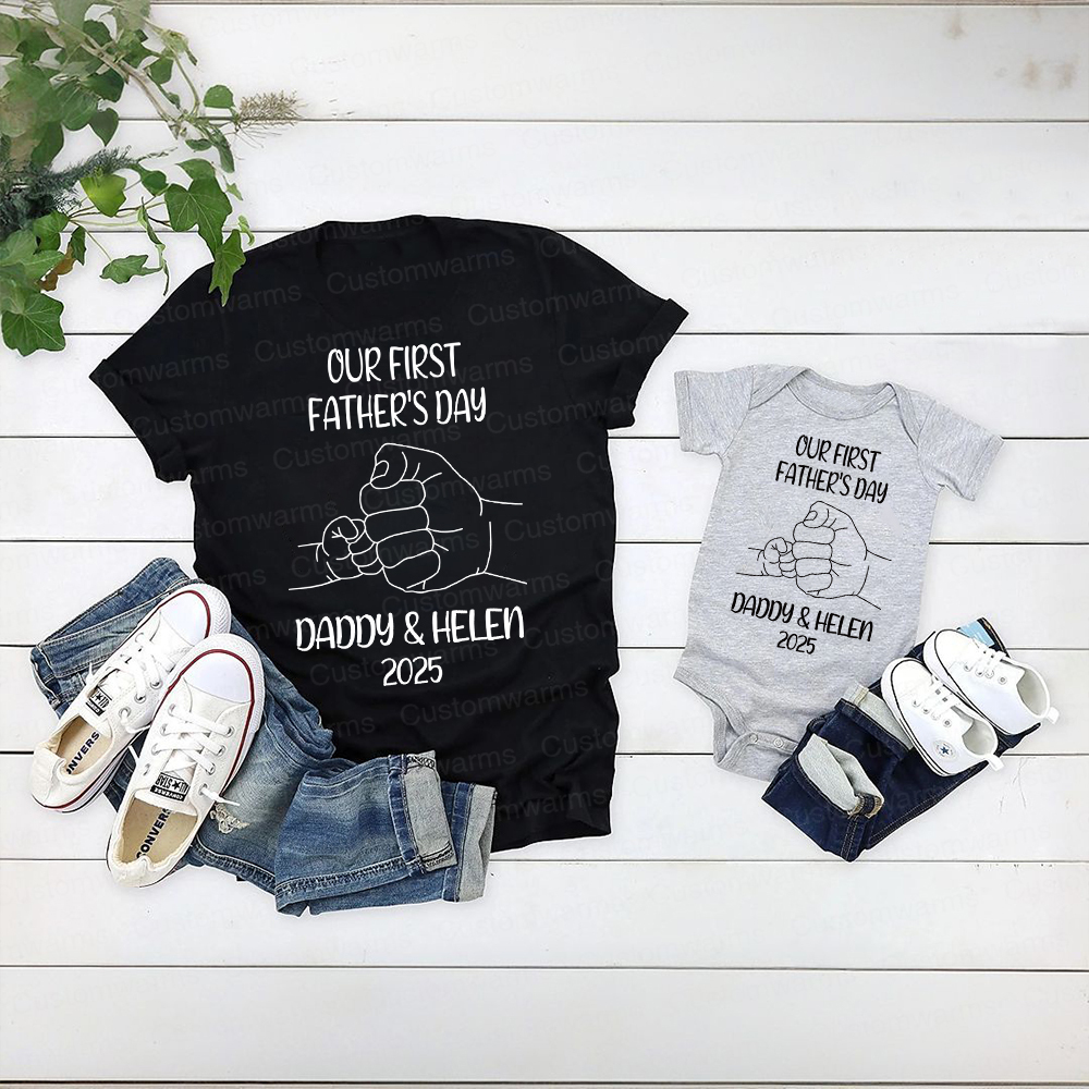 Personalized First Father's Day Daddy and Baby Outfit | CWFamily82