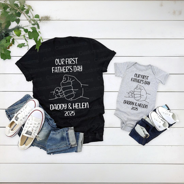 Personalized First Father's Day Daddy and Baby Outfit | CWFamily82