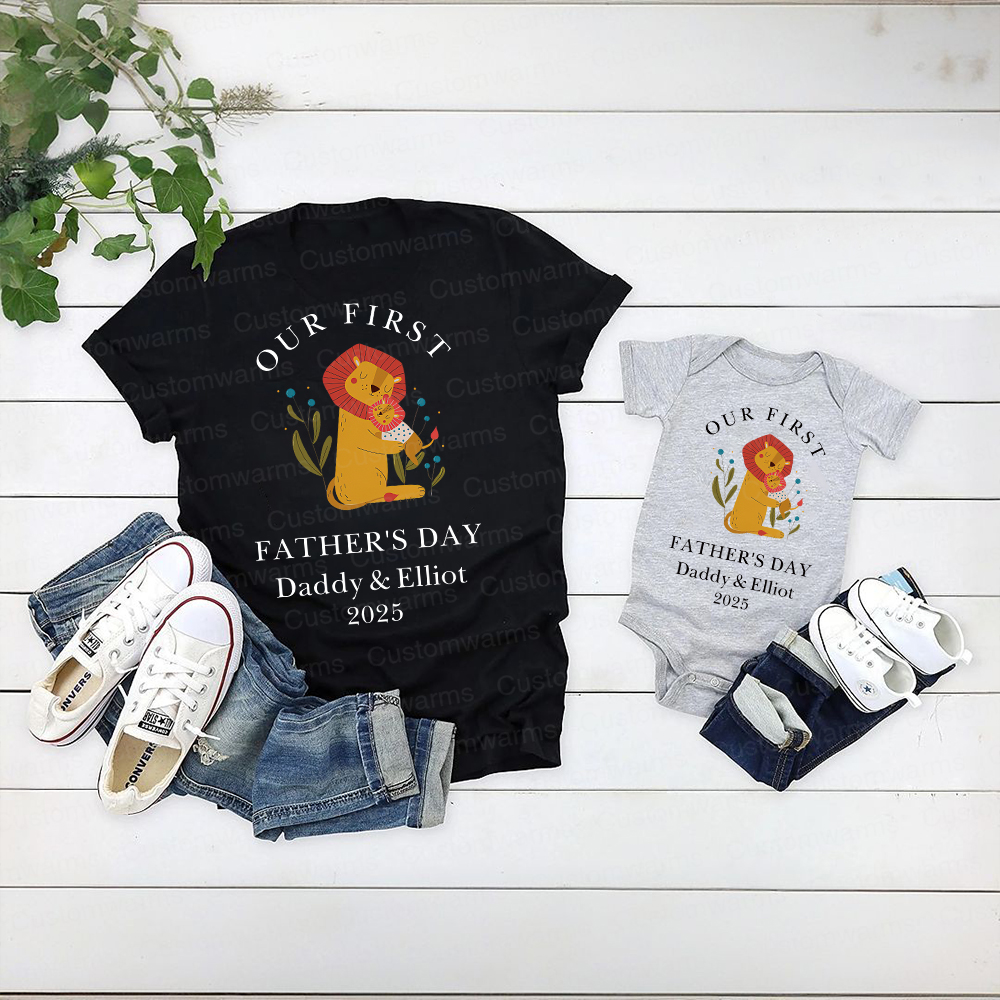 Personalized First Father's Day Daddy and Baby Outfit | CWFamily83
