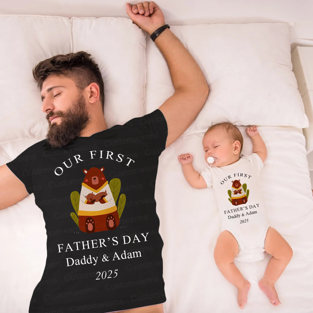 Personalized First Father's Day Daddy and Baby Outfit | CWFamily84