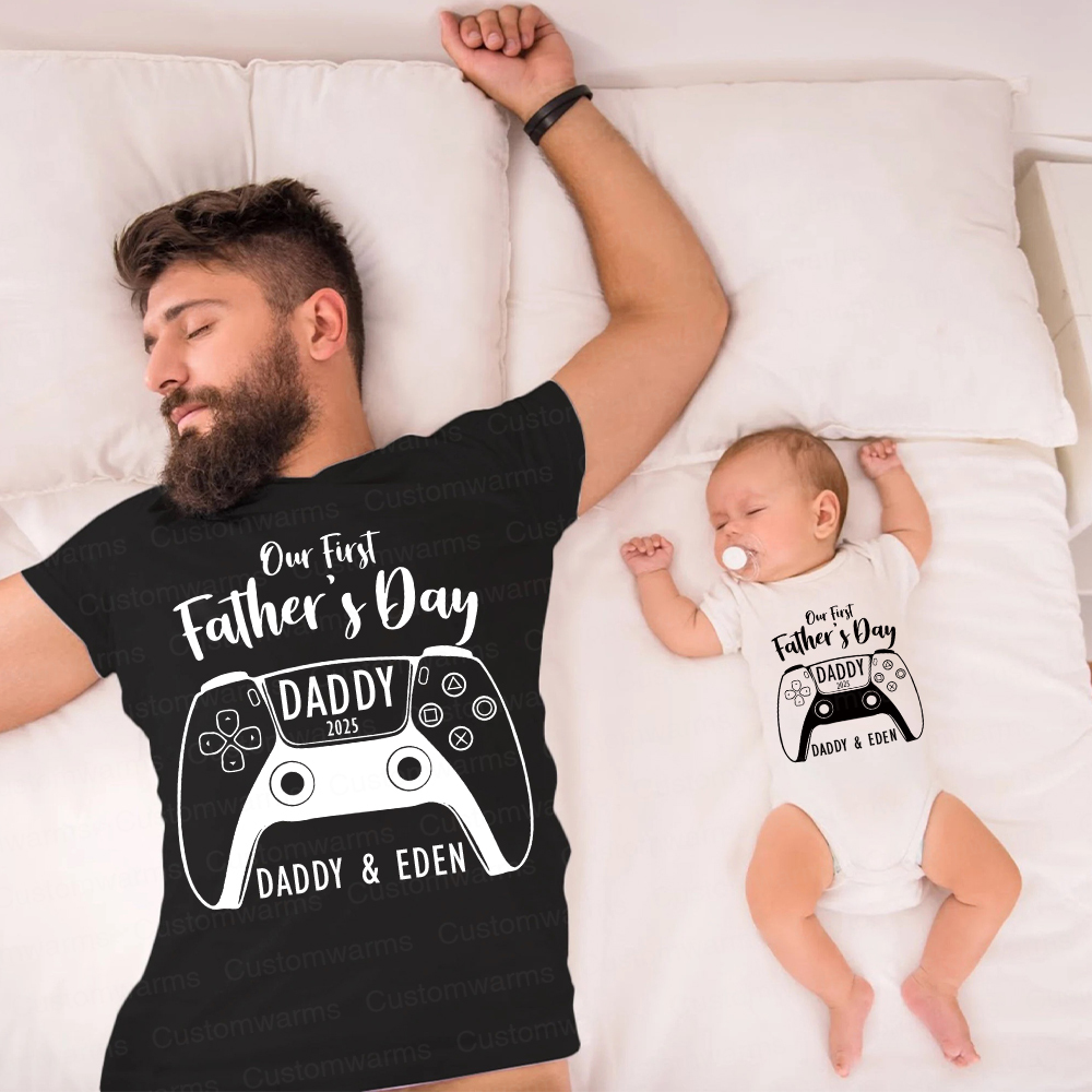 Personalized First Father's Day Daddy and Baby Outfit | CWFamily85
