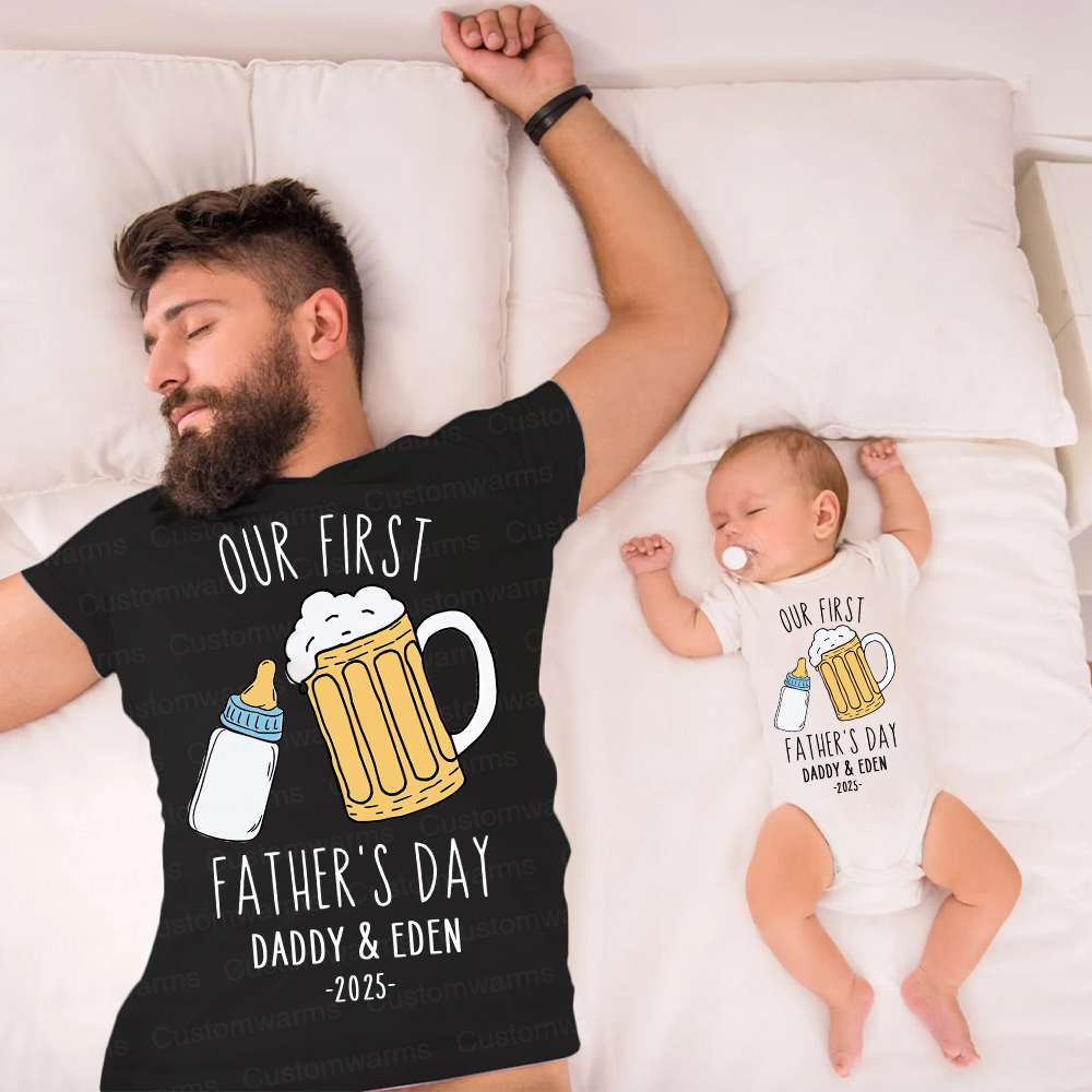 Personalized First Father's Day Daddy and Baby Outfit | CWFamily88