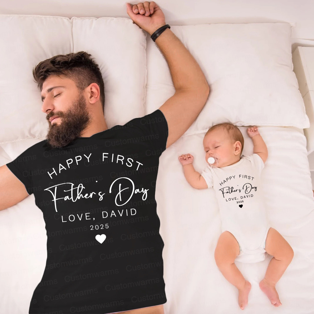 Personalized First Father's Day Daddy and Baby Outfit | CWFamily89