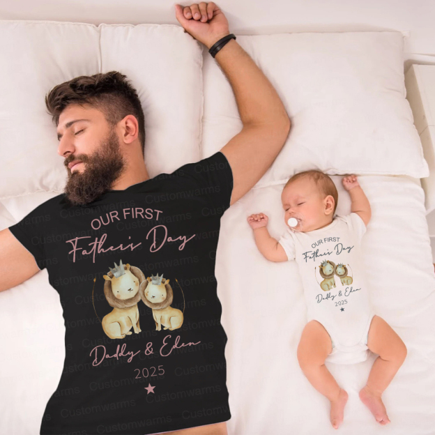 Personalized First Father's Day Daddy and Baby Outfit | CWFamily90