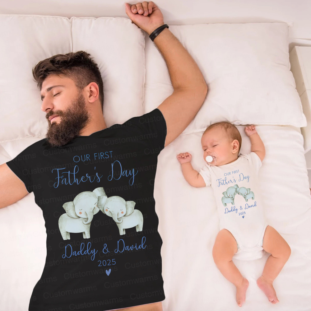 Personalized First Father's Day Daddy and Baby Outfit | CWFamily91
