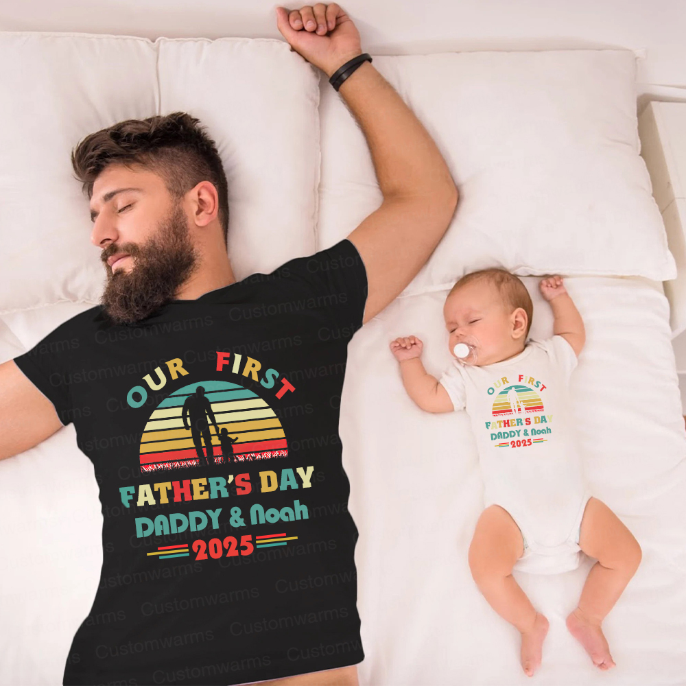 Personalized First Father's Day Daddy and Baby Outfit | CWFamily95
