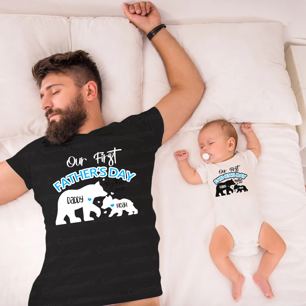 Personalized First Father's Day Daddy and Baby Outfit | CWFamily97
