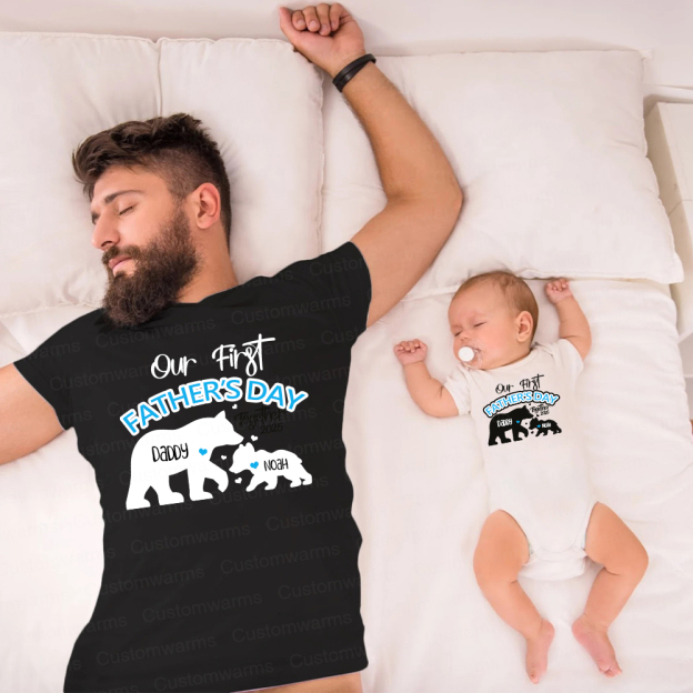 Personalized First Father's Day Daddy and Baby Outfit | CWFamily97