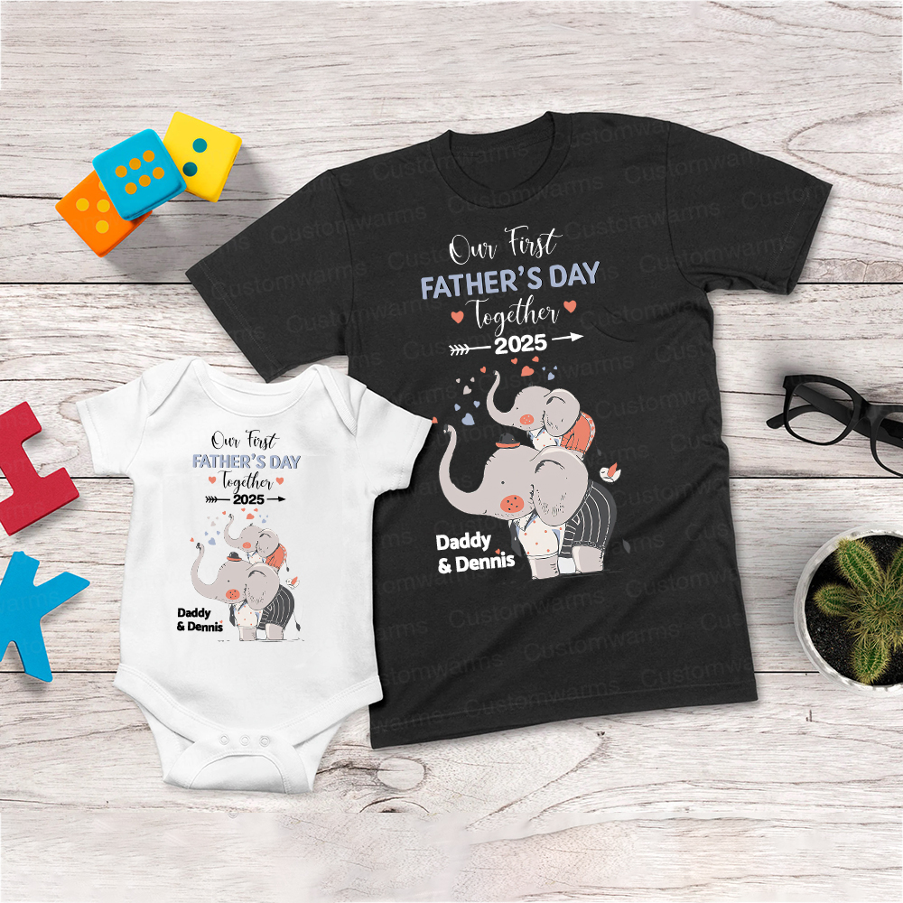 Personalized First Father's Day Daddy and Baby Outfit | CWFamily100