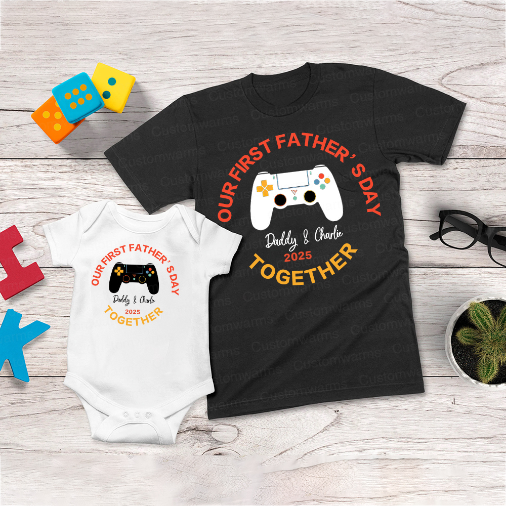 Personalized First Father's Day Daddy and Baby Outfit | CWFamily96