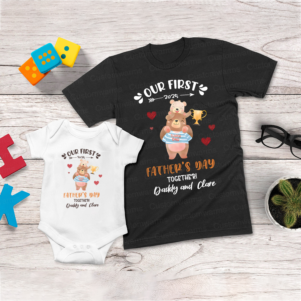 Personalized First Father's Day Daddy and Baby Outfit | CWFamily98
