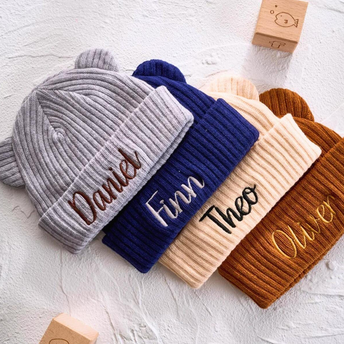 Personalized Embroidery Lovely Bear Baby Beanie for Comfort & Unique | HSKid57