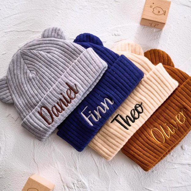 Personalized Embroidery Lovely Bear Baby Beanie for Comfort & Unique | HSKid57