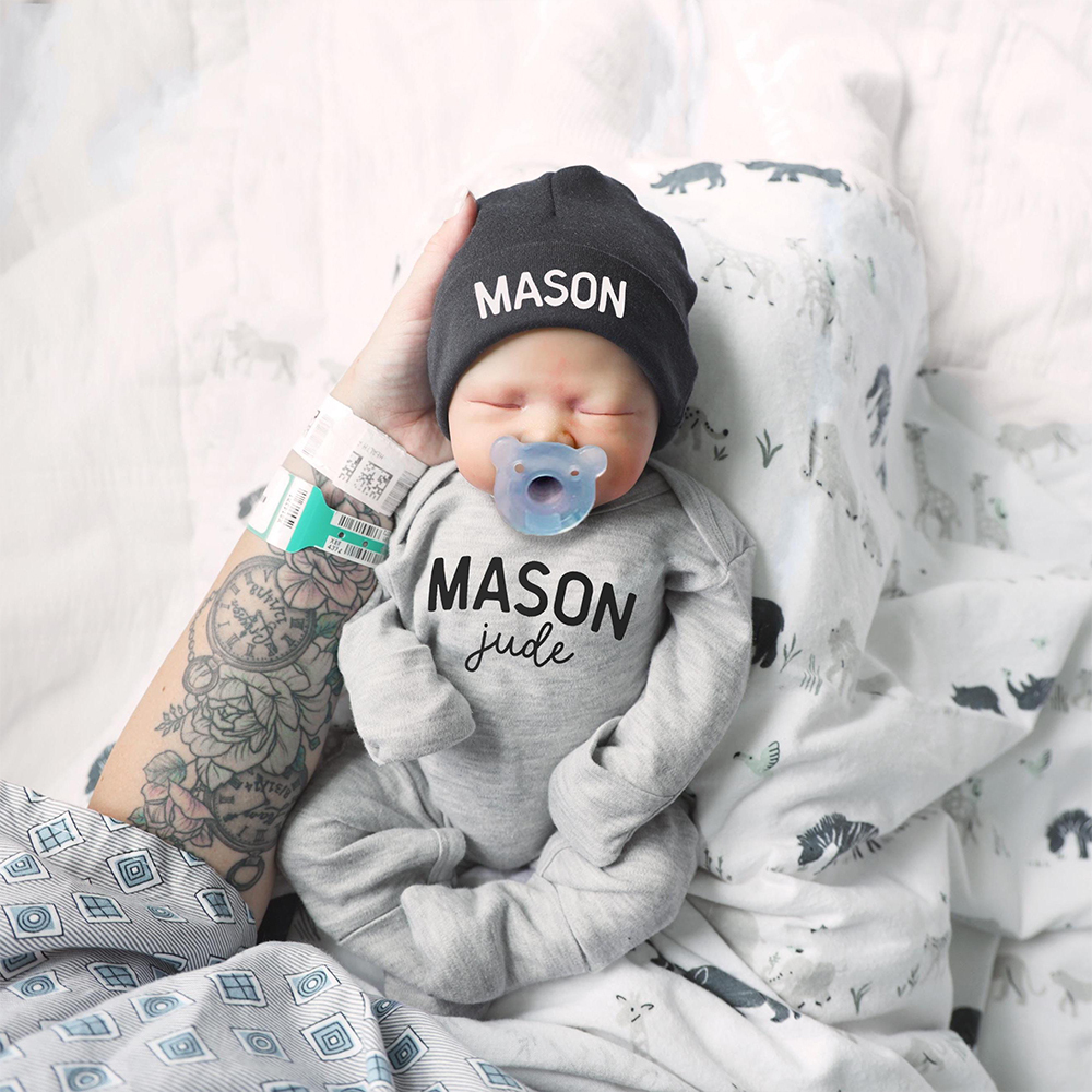 Personalized Baby Coming Home Romper With Hat Set | CWBaby13301