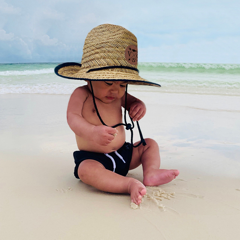 Personalized Summer Leather Patch Straw Hat for Comfort & Unique | CWBeach80