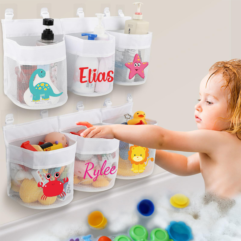 Personalized Wall-mounted Bath Toy Storage Mesh Bag | CWToy137