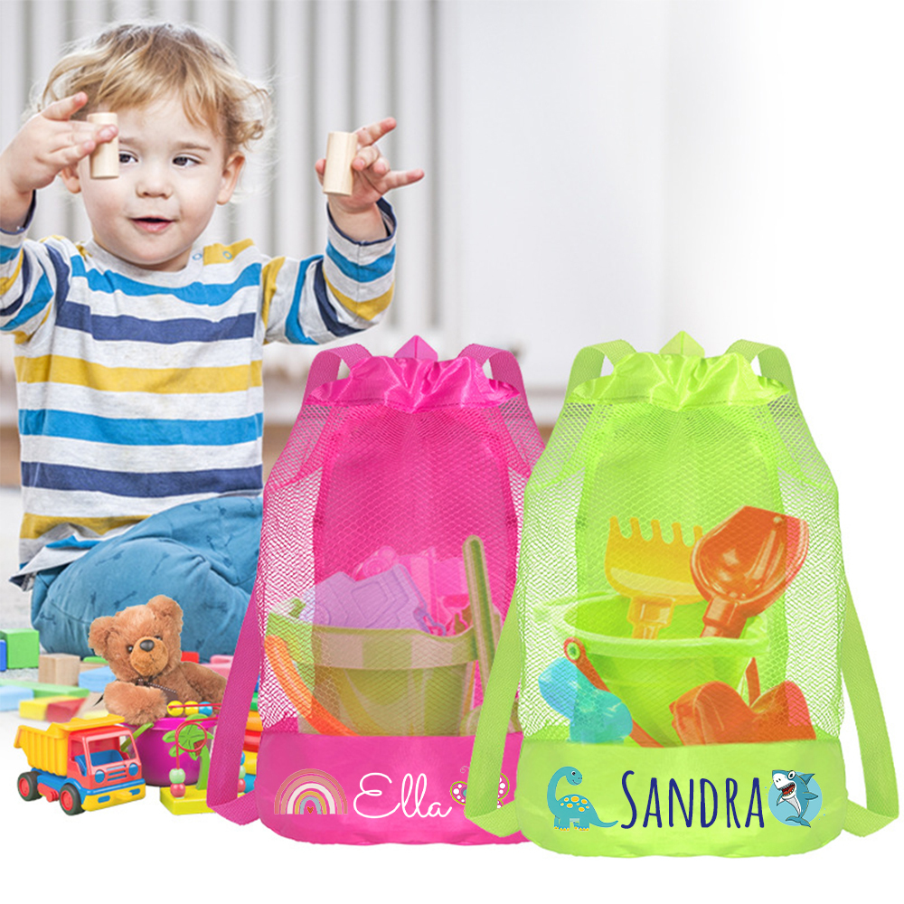 Personalized Mesh Adjustable Drawstring Beach Backpack | CWBeach198