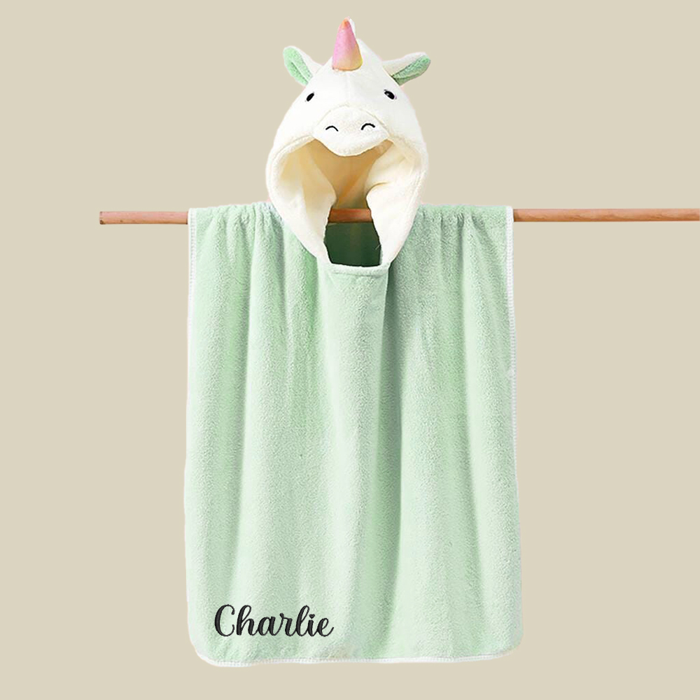Personalized Embroidery Unicorn Hooded Baby Towel | CWBaby280
