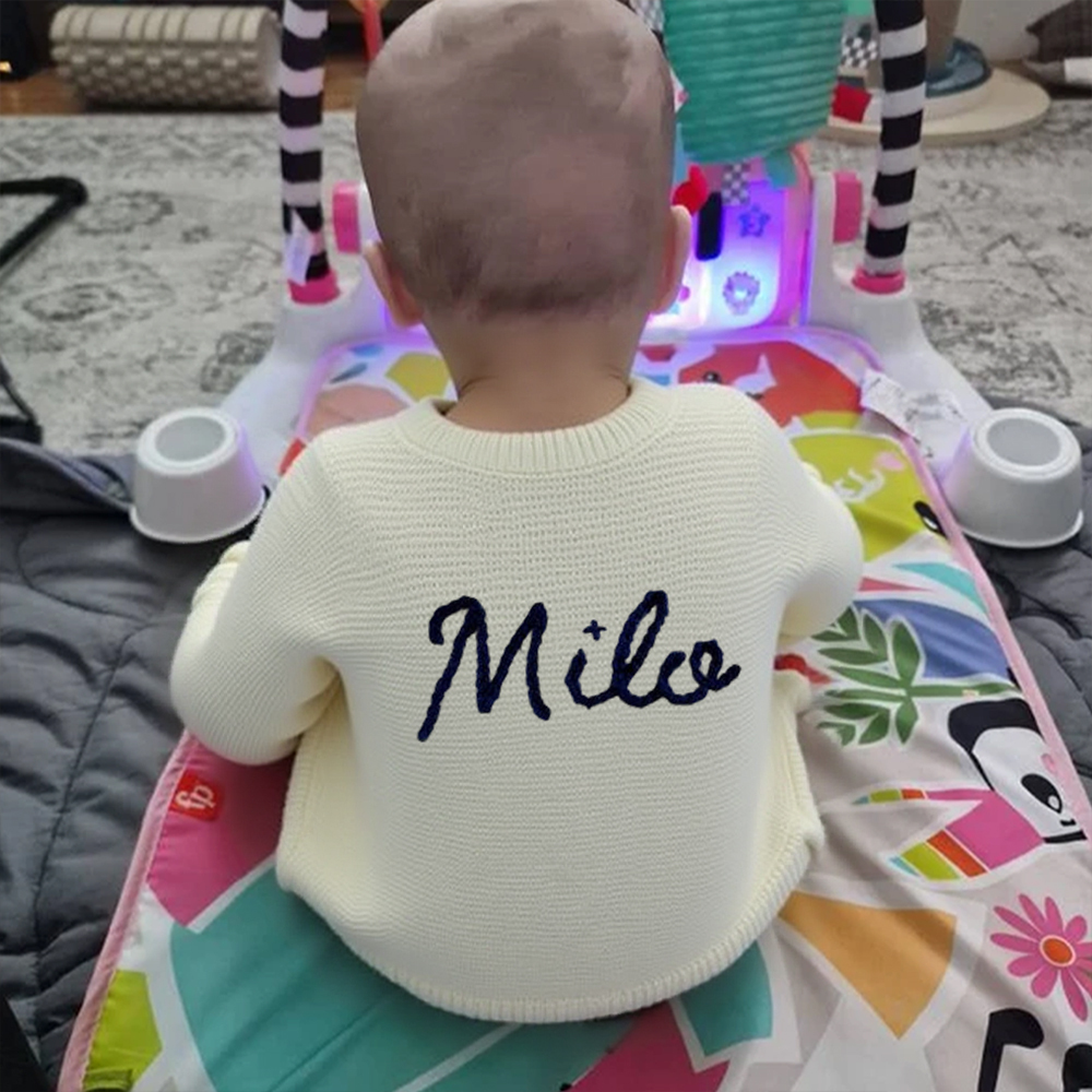Personalized Hand Embroidered Baby Cardigan | CWBaby282