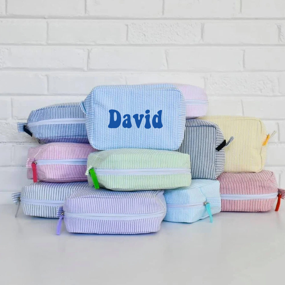 Personalized Chenille Patch Kids Seersucker School Backpack Set