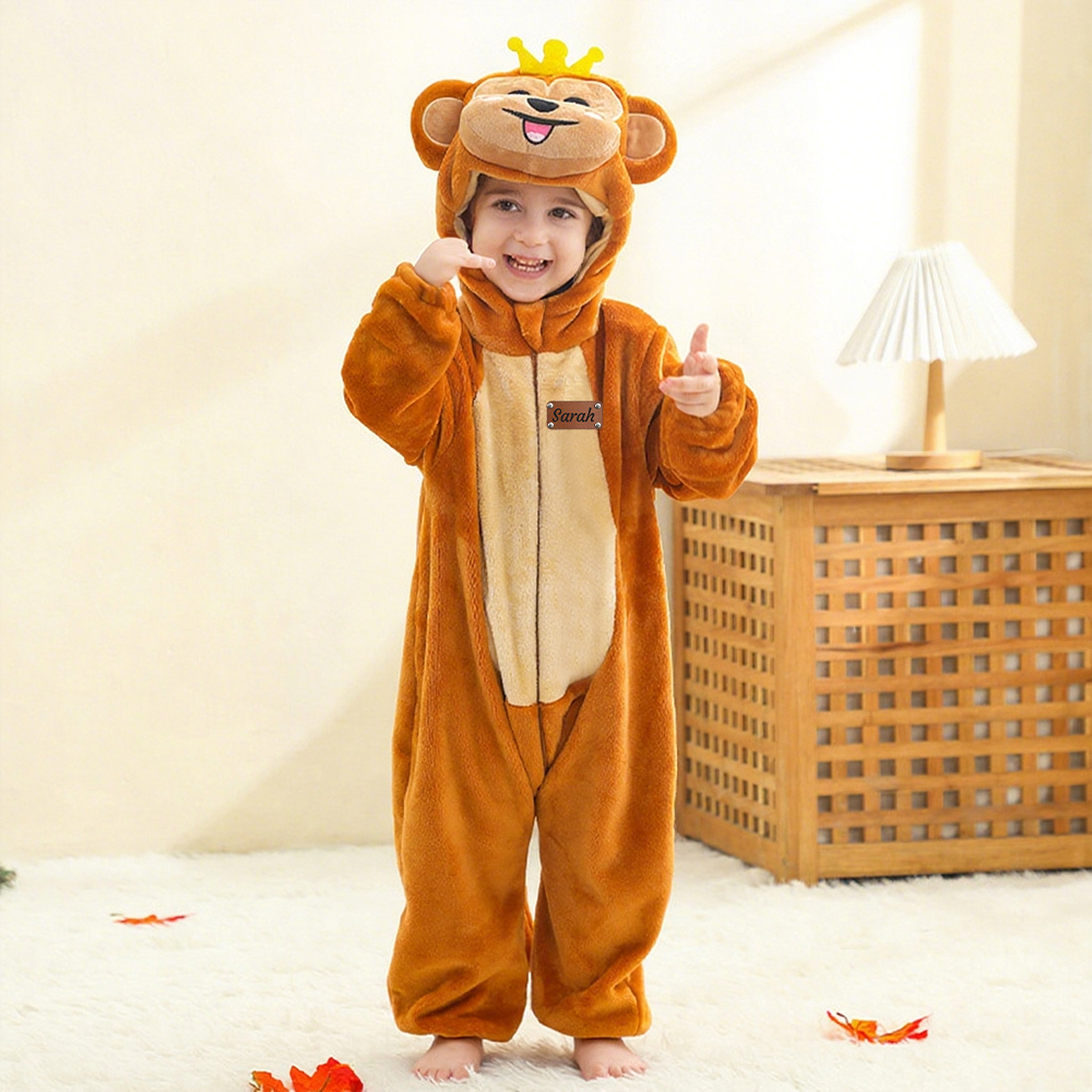 Personalized Leather Patch Baby Animal Romper  | CWBaby287