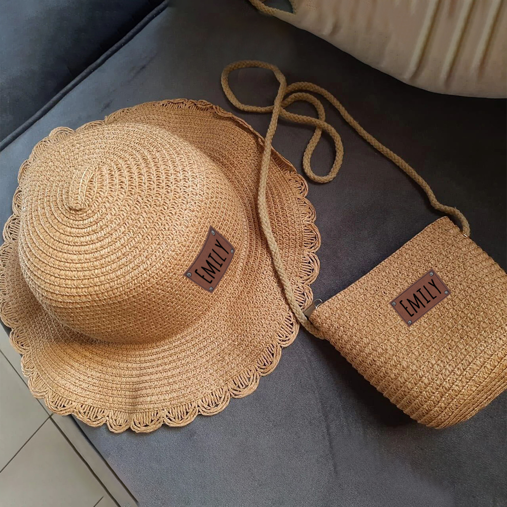 Personalized Lovely Straw Bucket Beach Hats with Matching Purse for Comfort & Unique | CWBeach87