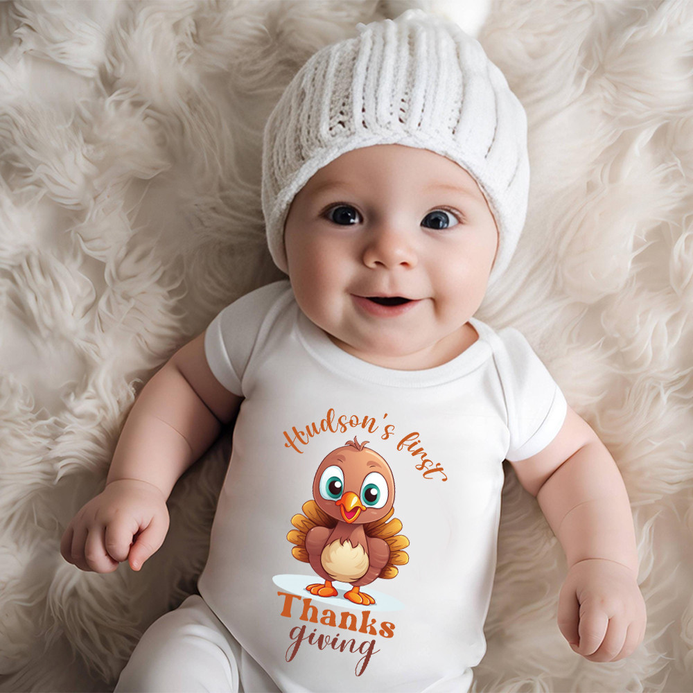 Personalized Baby Romper with Bib Set For Thanksgiving Party | CWThanks03