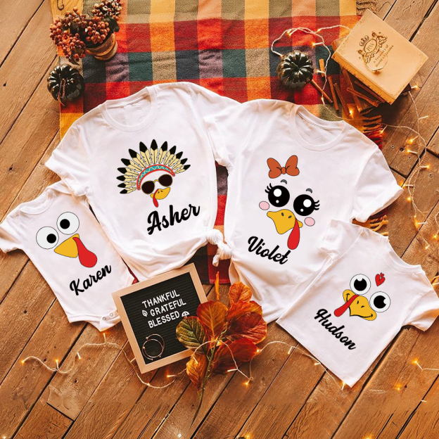 Personalized Funny Turkey Face Family Matching Shirt | CWThanks07
