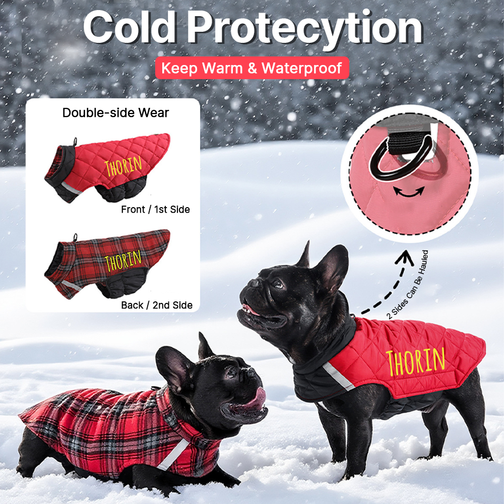 Personalized Pets Reversible Warm Chalet Jacket | BKPet208
