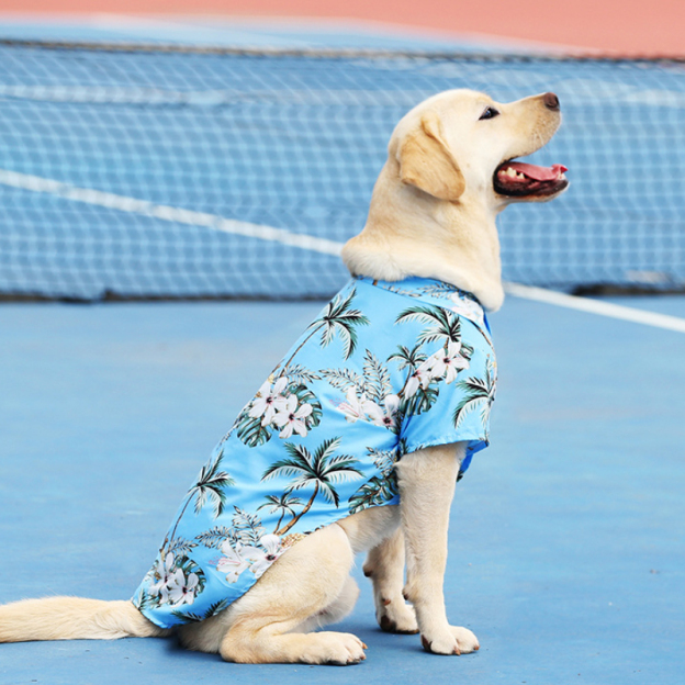 Personalized Leather Patch Hawaiian Pet Shirt | BKPet51