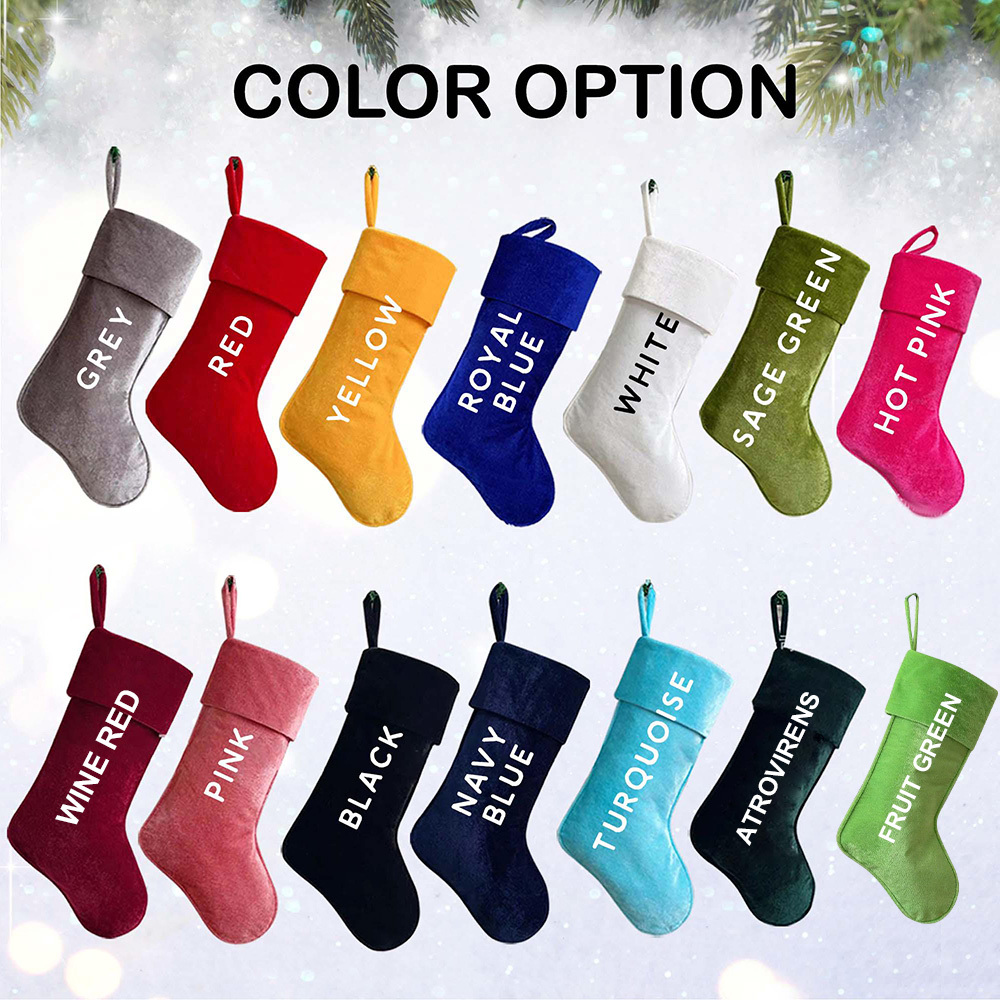 Personalized Velvet Christmas Stocking with Family Name | MCGift145