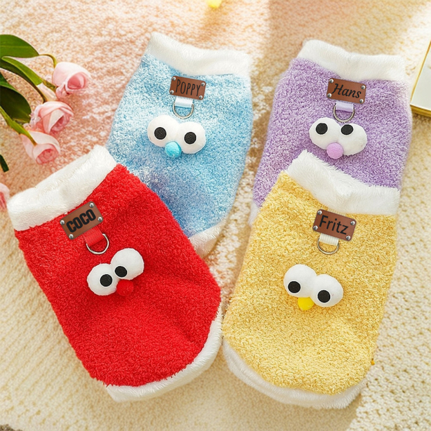 Personalized Leather Patch Lovely Pet Soft Plush Vest | BKPet216