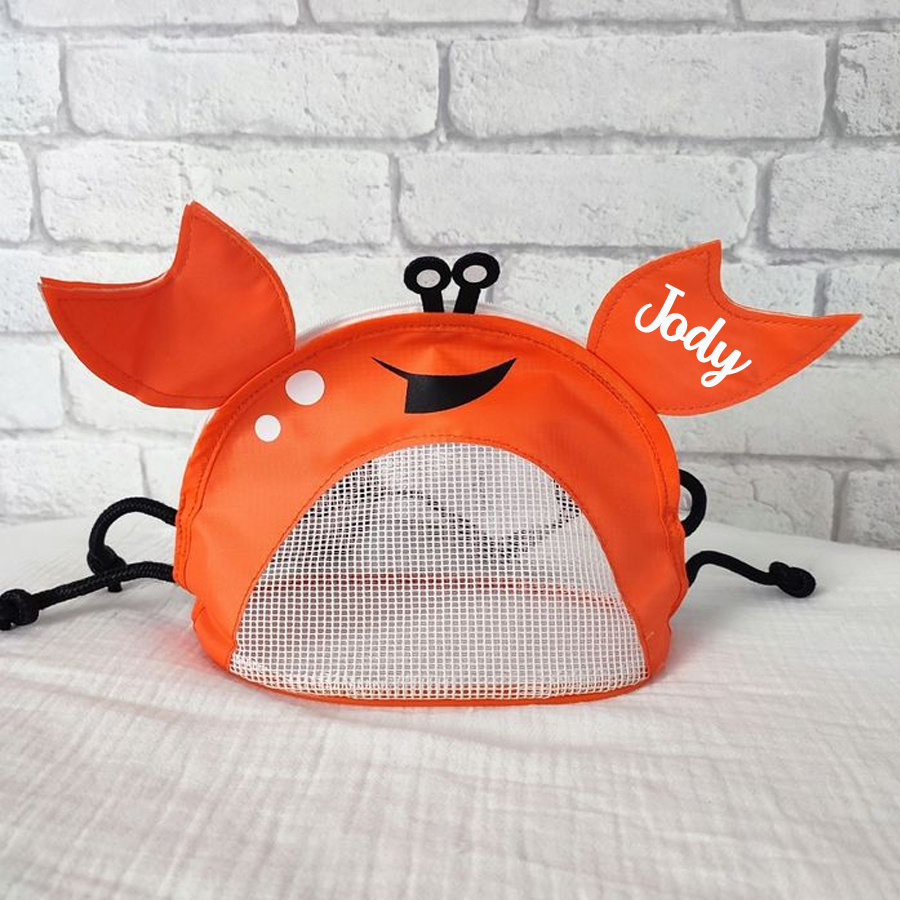 Personalized Crab Seashell Zipper Mesh Beach Bag | CWBeach90