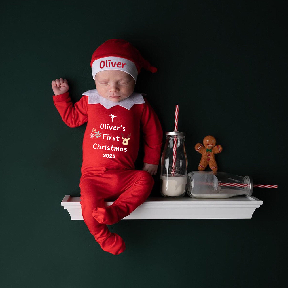 Personalized Christmas Newborn Prop Set Lovely Outfit | MCGift168